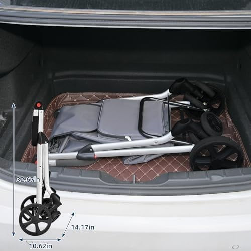 6-Wheel Folding Shopping Cart Trolley 45L Aluminium Insulated Bag Blue