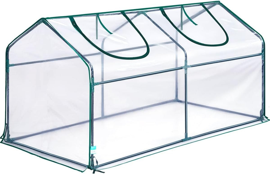 Mini Greenhouse 180x91x91cm Clear PVC Cover Steel Frame Portable Garden
