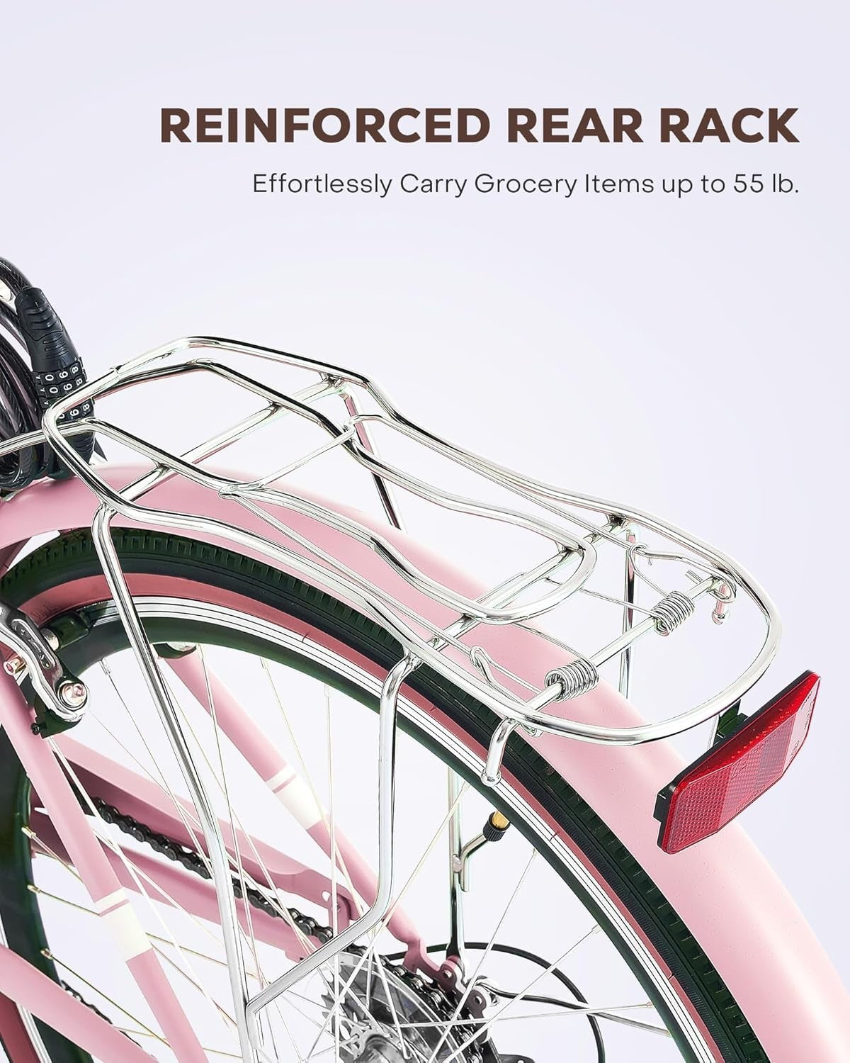 Women’s 24" Cruiser Bike 7-Speed Step-Through Frame Rattan Basket Rack