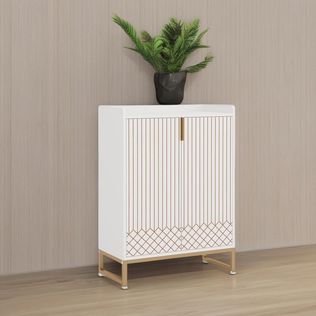 Modern Shoe Cabinet White – 5 Tier Storage Unit, Holds 25 Pairs, 105cm