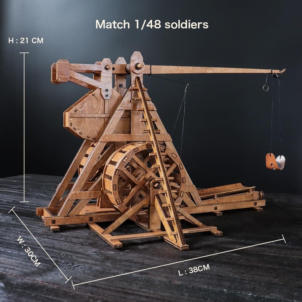 Medieval Wooden Trebuchet Model Kit – DIY Catapult for Adults & Teens (S)