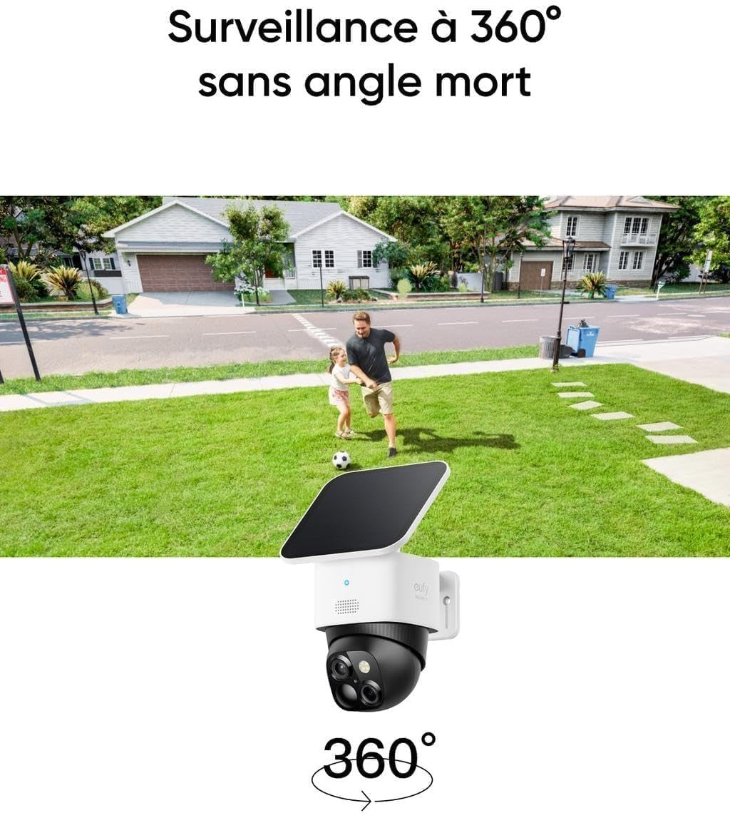 3K Solar Security Camera Outdoor Wireless Dual Lens 360° PTZ 8X Zoom