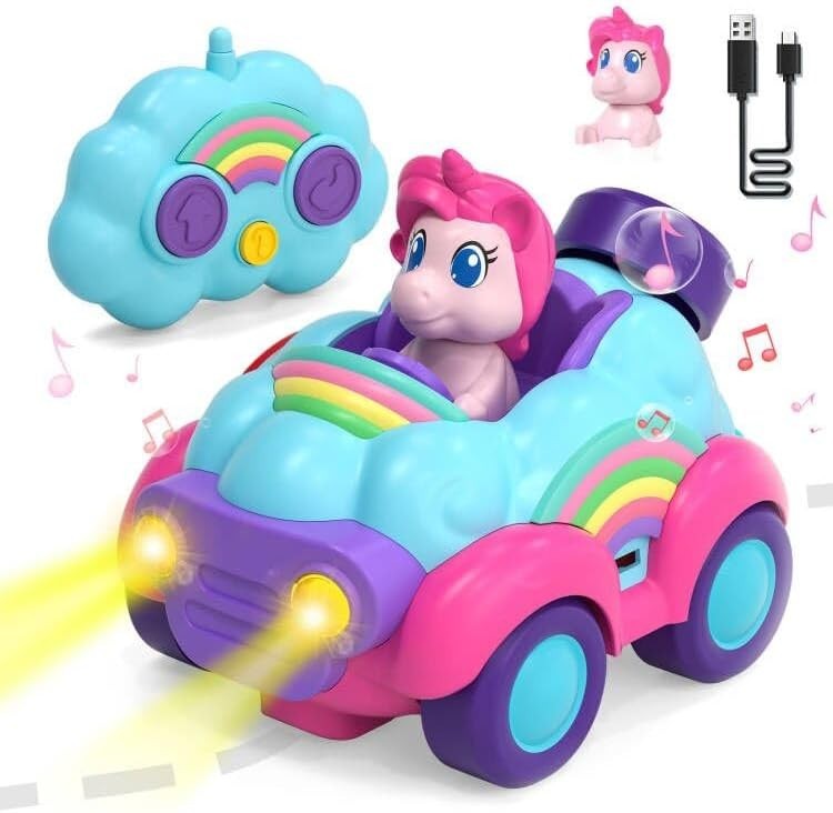 Unicorn RC Car Toy for Girls 2–3 Years Remote Control Lights Music Gift