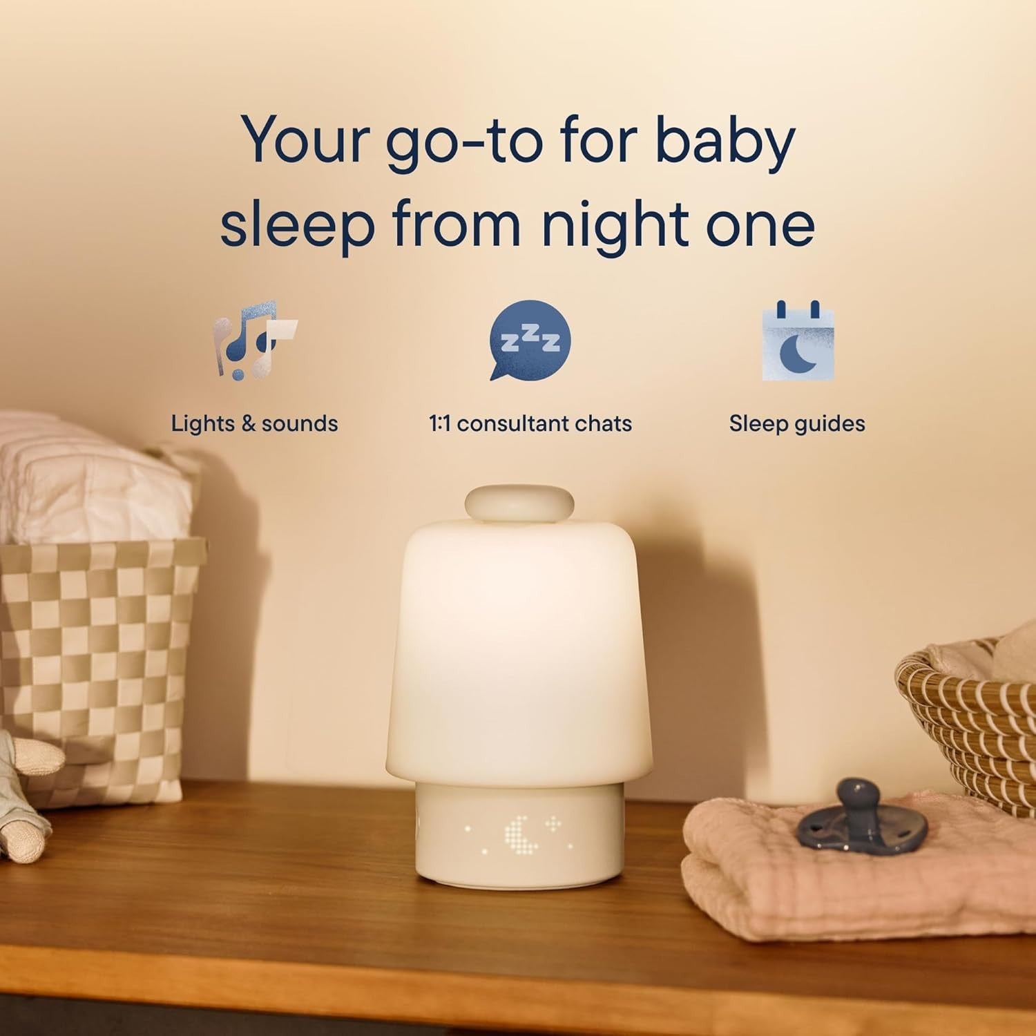 Baby Sound Machine Night Light White Noise WiFi Sleep Trainer Clock