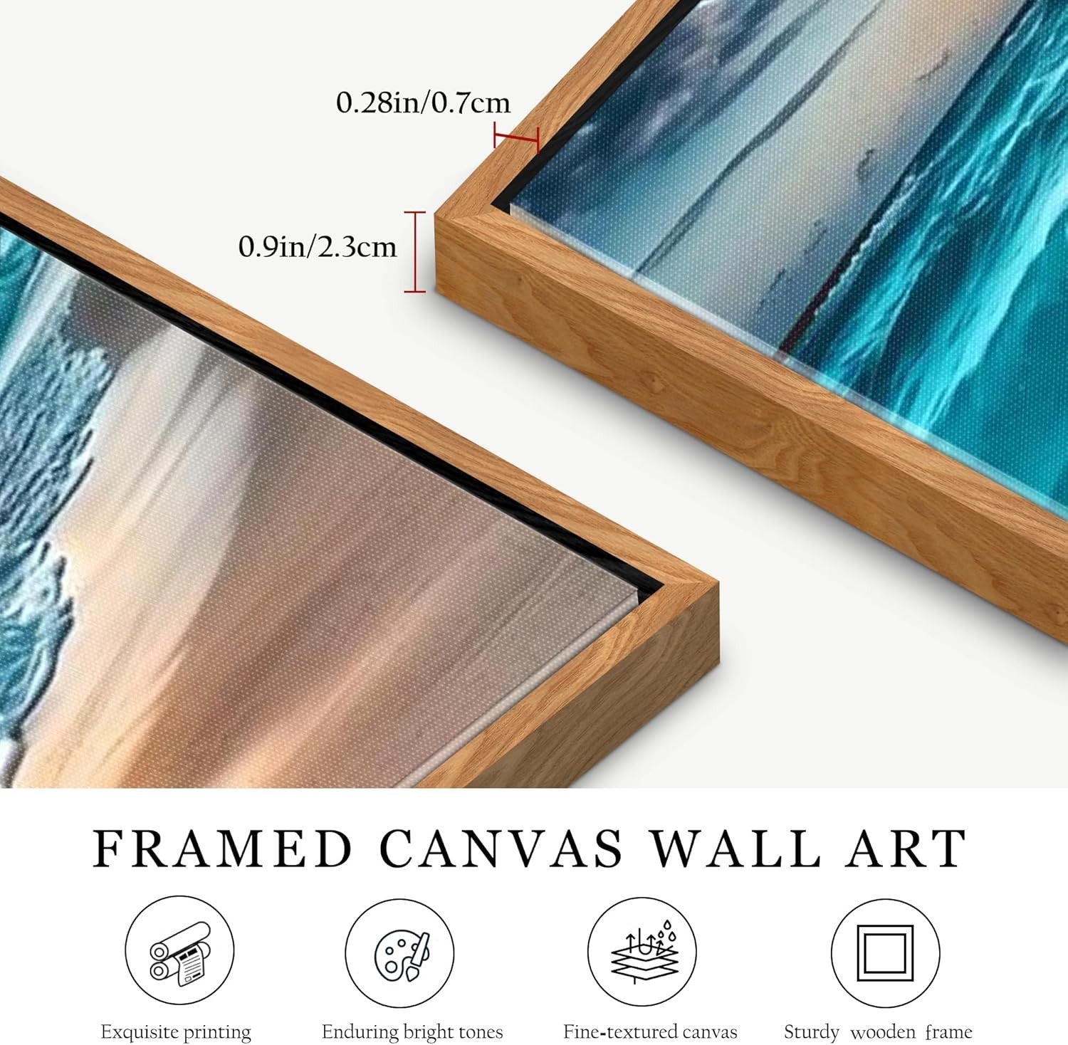 Sunrise at Sea Canvas Wall Art 20x40 in Wooden Framed Modern Decor