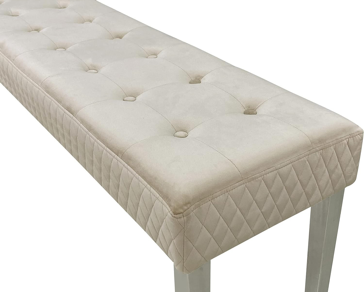 Luxury Mink Velvet 3-Seater Bench Modern Upholstered Dining & Entryway Seat