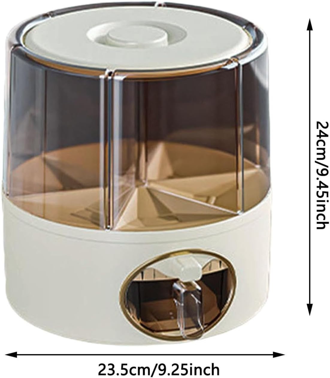 360° Rotating Grain Storage Container 6 Compartment Rice Dispenser
