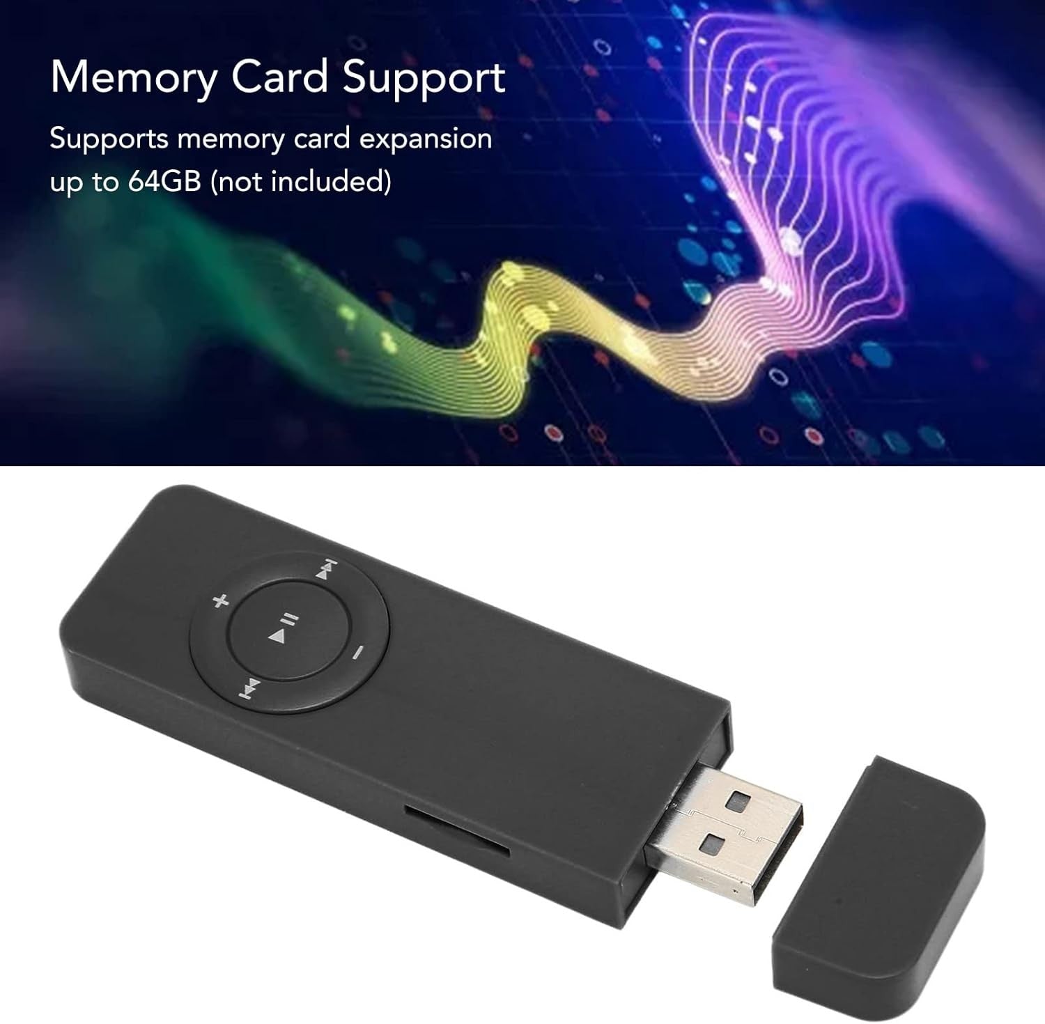 USB MP3 Player Lossless Sound Student Kids TF 64GB Black