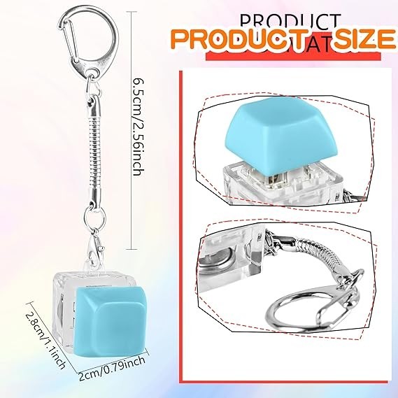 20pcs Mini Keyboard Keychain LED Clicker Fidget Stress Relief Toy