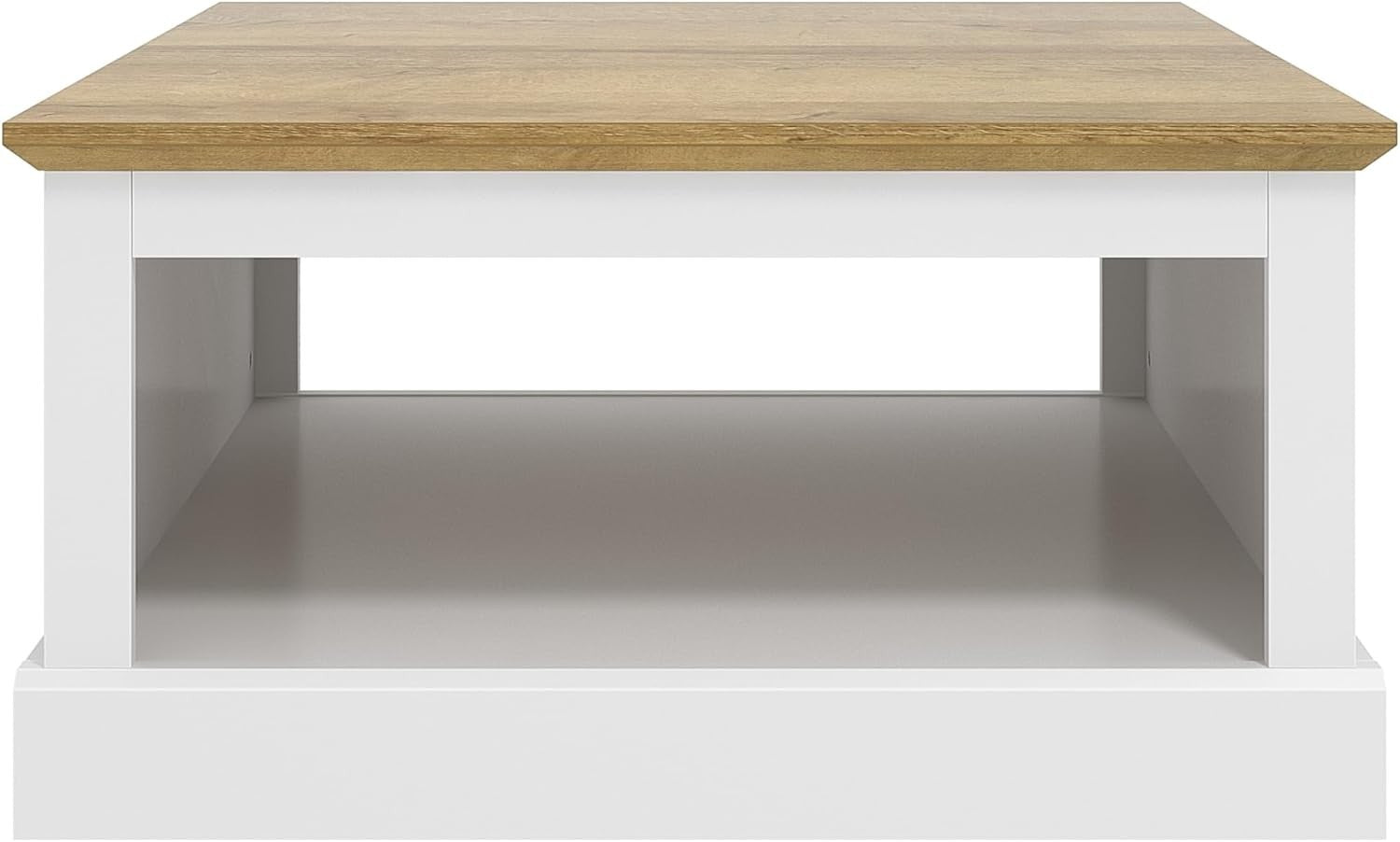 White Square Coffee Table with Storage – Modern 79x79cm Wood Cabinet