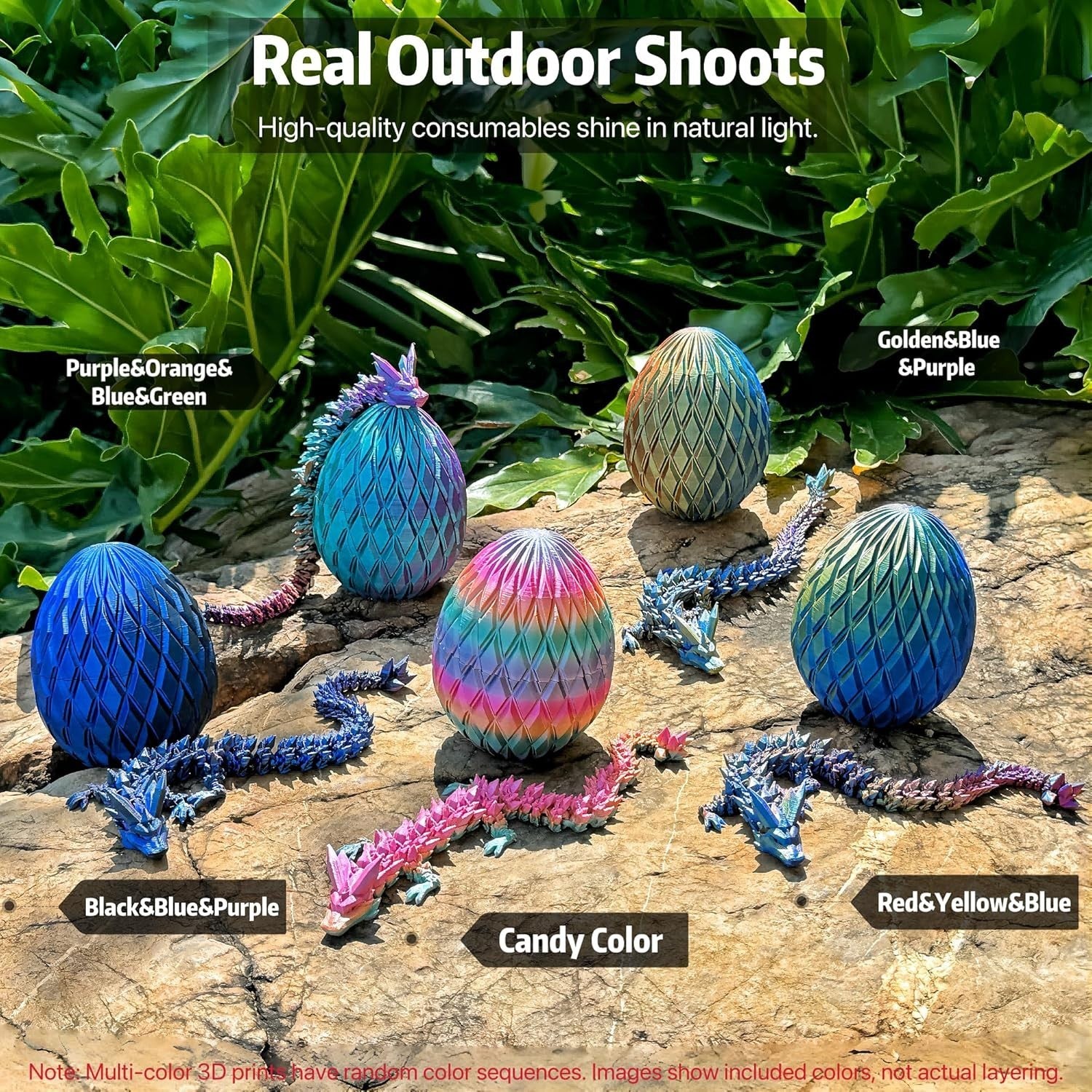 3D Printed Crystal Dragon Egg Fidget Toy 12in Fantasy Gift Set