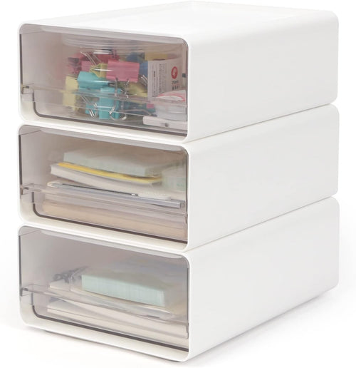 3-Tier Acrylic Desk Organiser – Stackable Drawer Storage Box