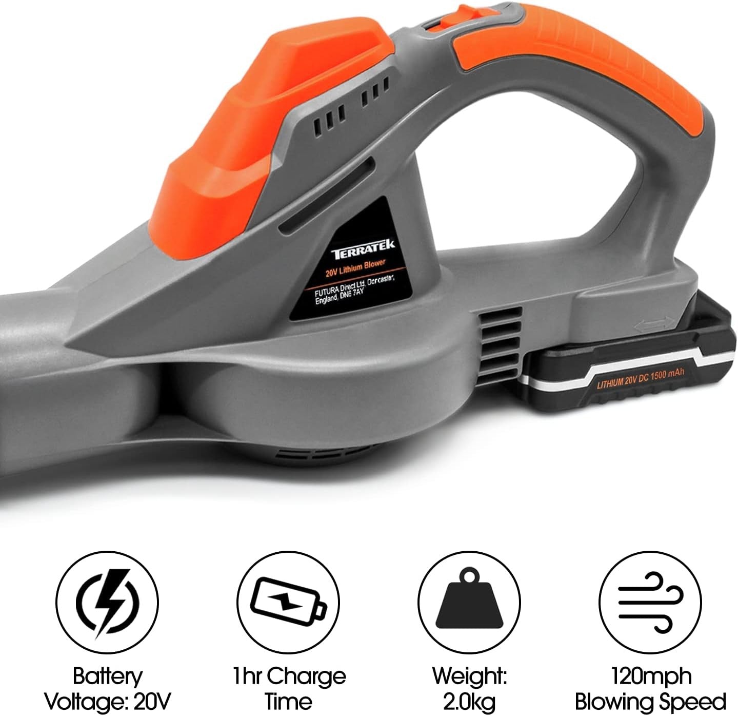 Cordless Leaf Blower 20V Lightweight Handheld Fast Charge w/ Battery