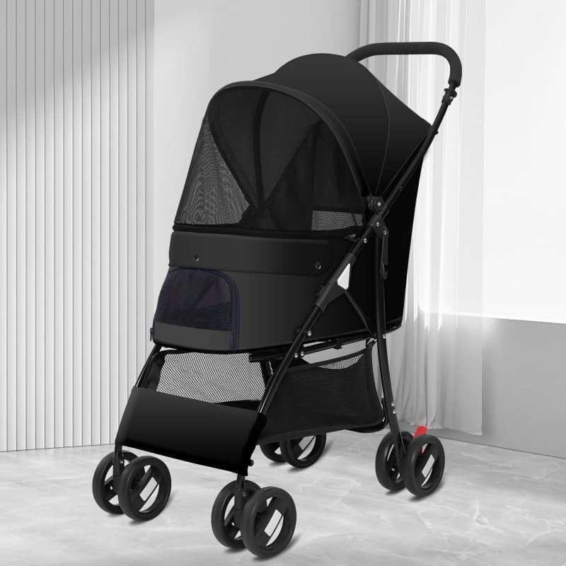 Pet Stroller for Small Dogs Cats Foldable Travel Pushchair Rain Cover