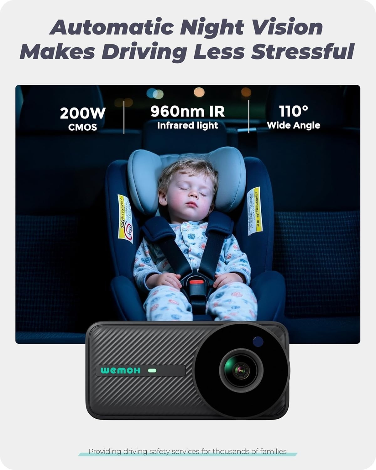 Baby Car Camera 5" 1080P HD Monitor Night Vision Rear Facing Seat Cam