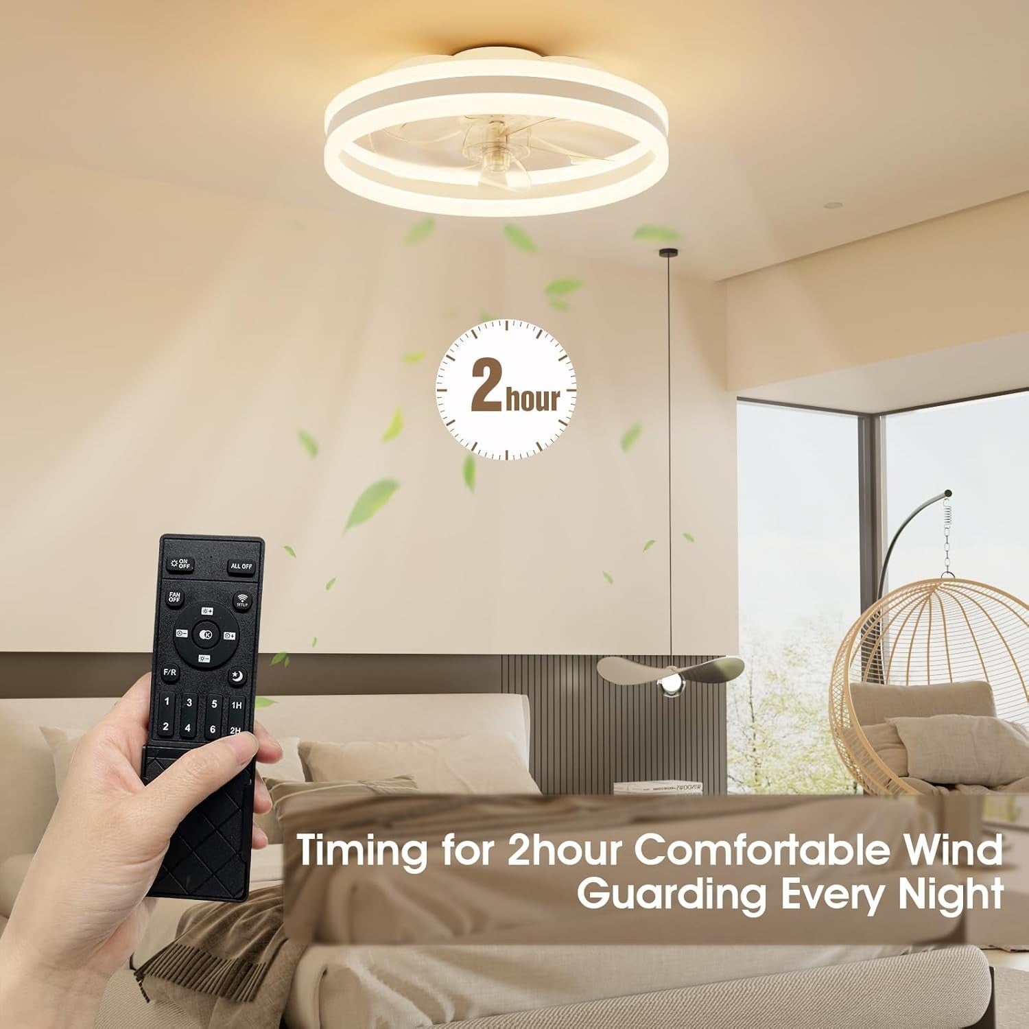 40cm LED Ceiling Fan Light with Remote, 6 Speeds, Dimmable, Quiet Airflow