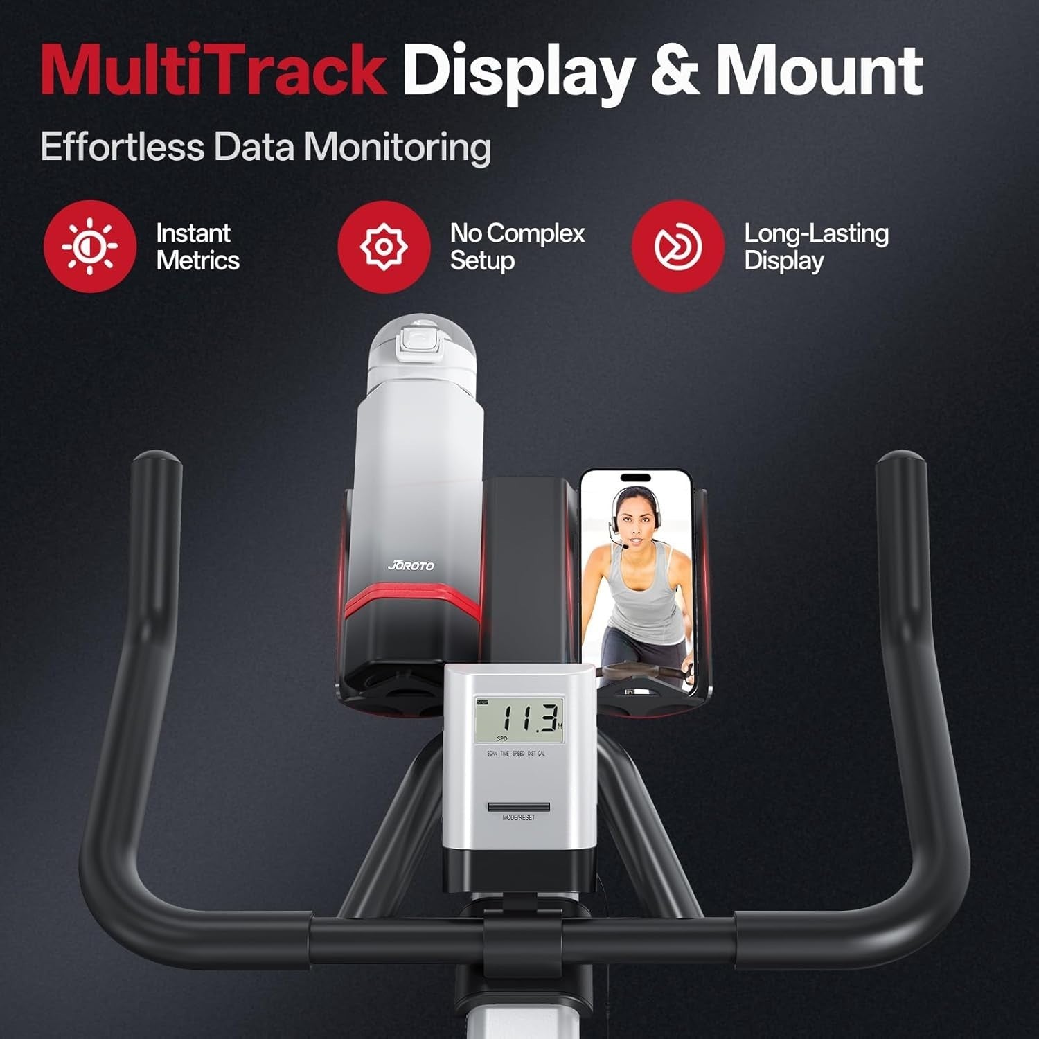 Magnetic Indoor Spin Bike w/ LCD Monitor, 18kg Flywheel, Belt Drive 160kg Cap