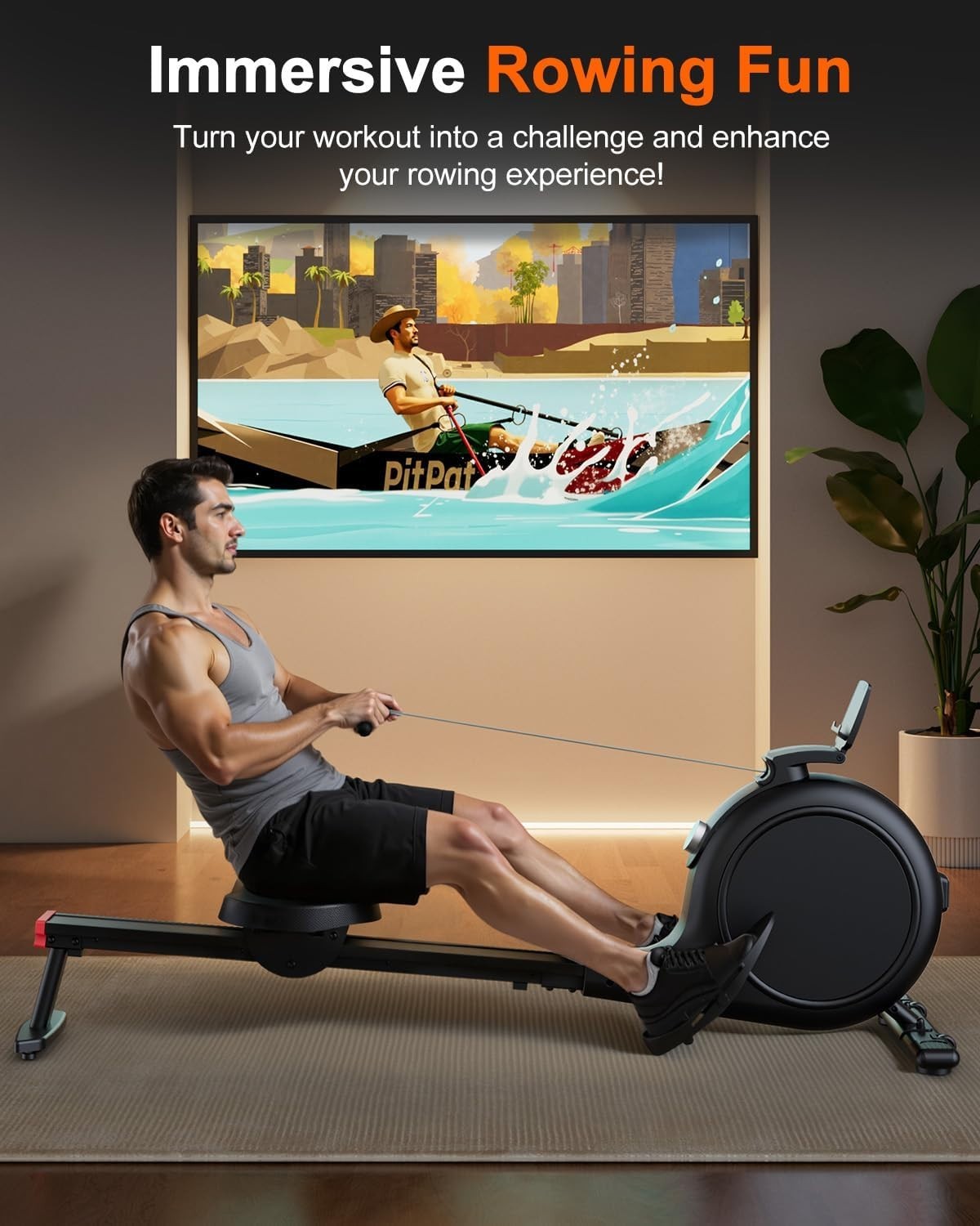 32-Level Magnetic Rowing Machine Quiet Belt Drive Rower LCD App Home Gym 136KG