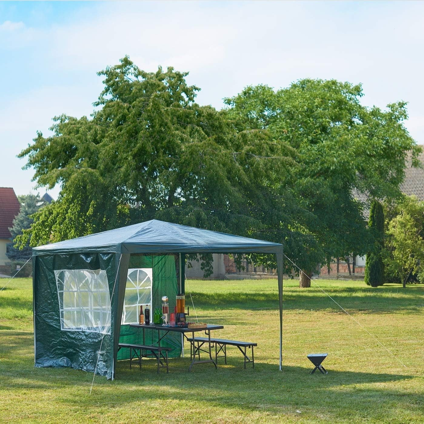 2x2M White Pop Up Gazebo With Removable Sides Waterproof Outdoor Tent