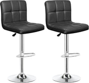 Adjustable Bar Stools Set of 2 Swivel Gas Lift Black Chairs