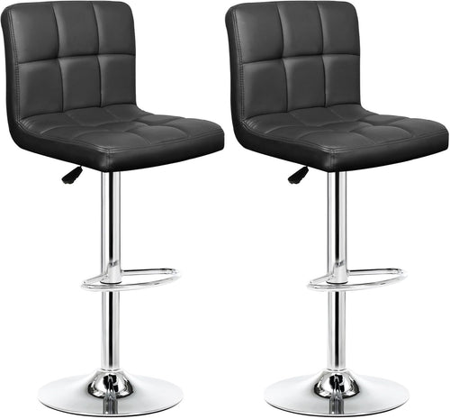 Adjustable Bar Stools Set of 2 Swivel Gas Lift Black Chairs
