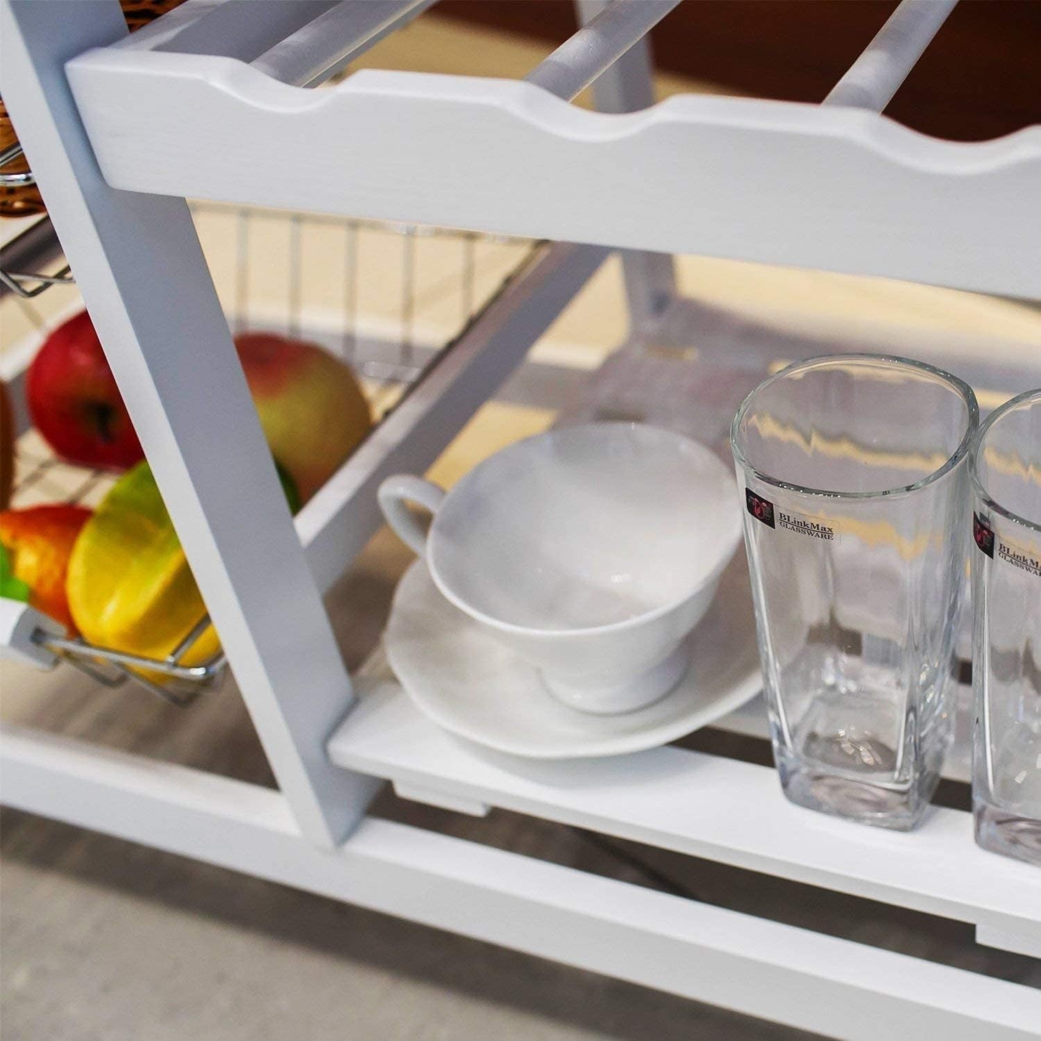 Kitchen Trolley Rolling Island Drawer Basket Storage Cart Lockable Wheels