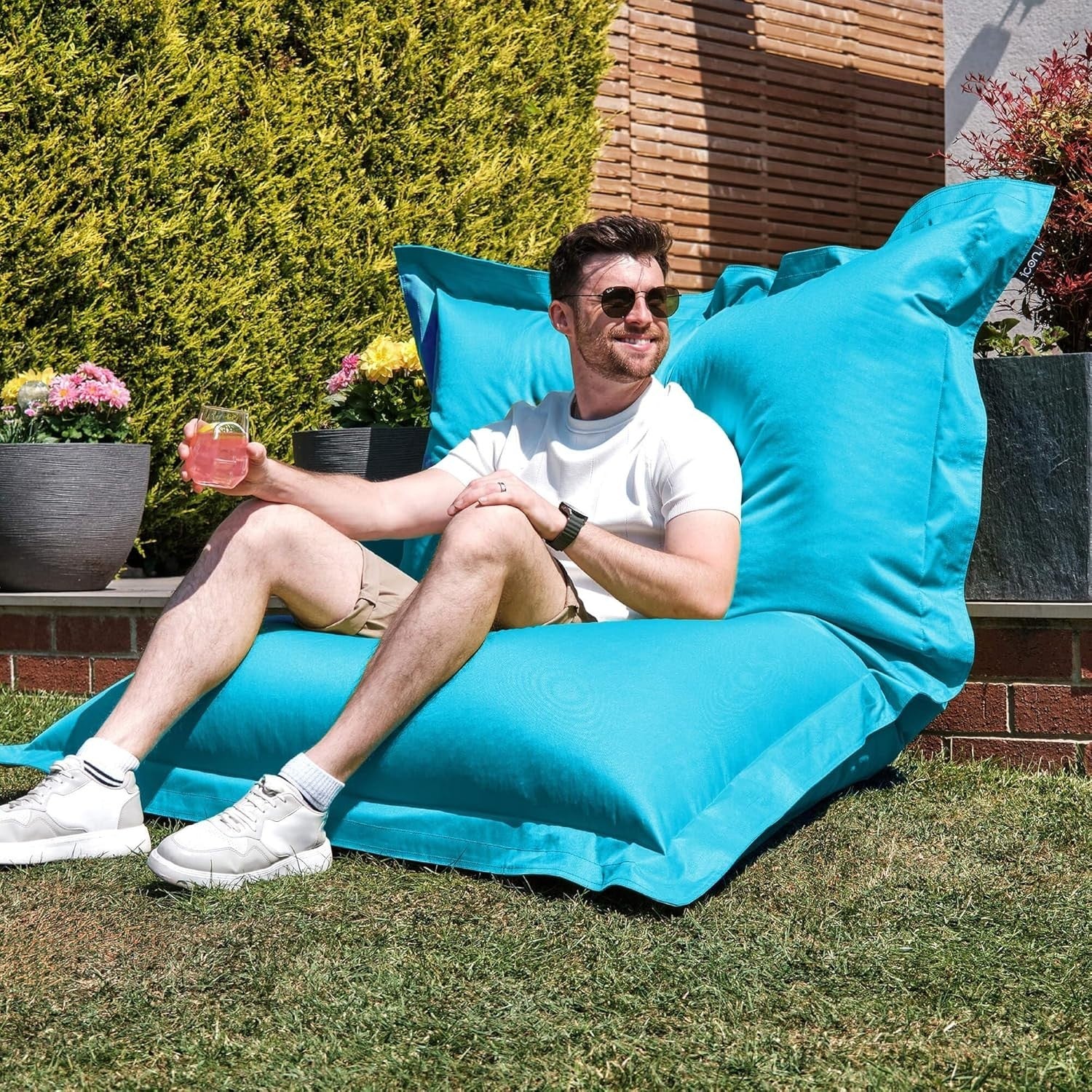 XXL Aqua Blue Bean Bag Chair Outdoor Floor Cushion Garden Patio Seat