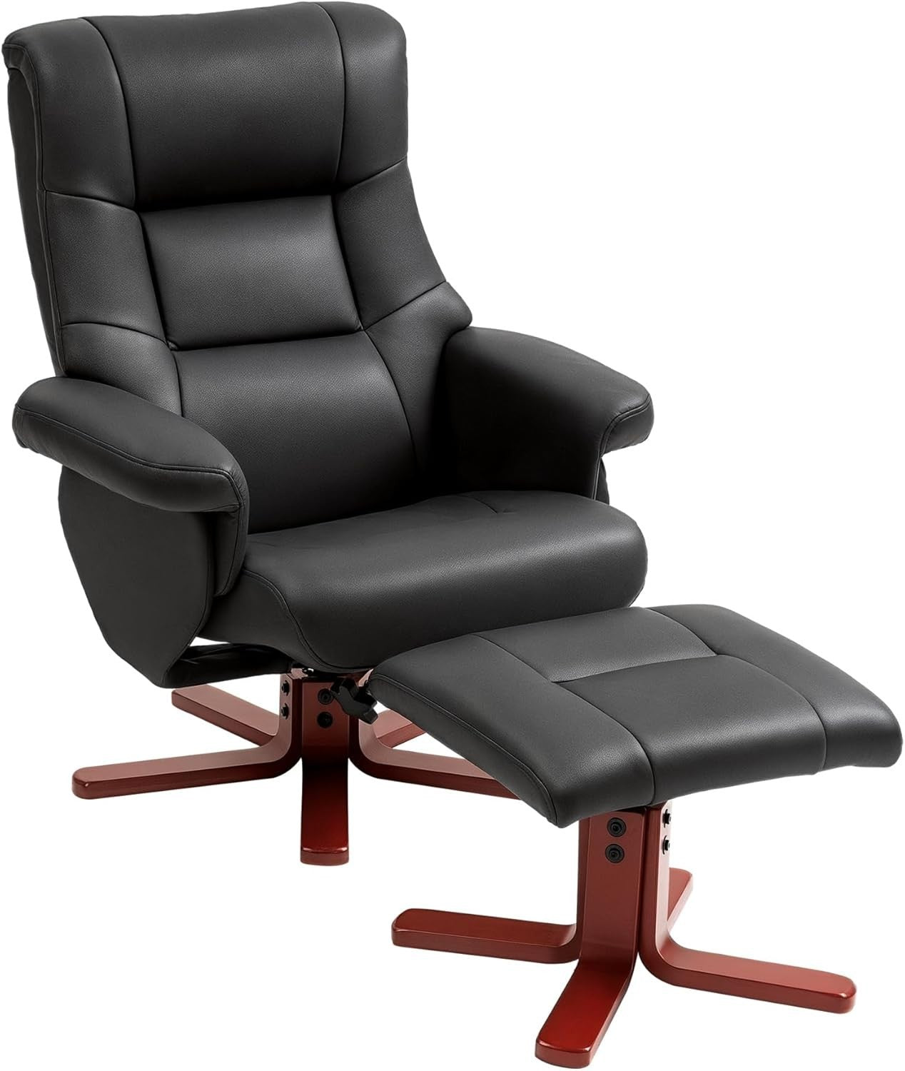 Black Recliner Armchair with Footstool Adjustable Lounge Chair for Bedroom