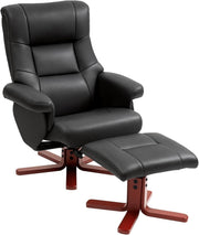 Black Recliner Armchair with Footstool Adjustable Lounge Chair for Bedroom