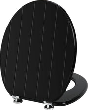Black Wooden Toilet Seat Antibacterial Adjustable Hinges Oval Bathroom
