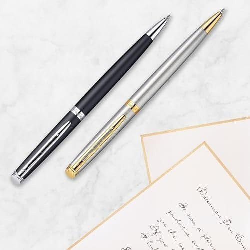 Luxury Ballpoint Pen – Gloss Black Barrel Chrome Trim, Medium Blue Ink
