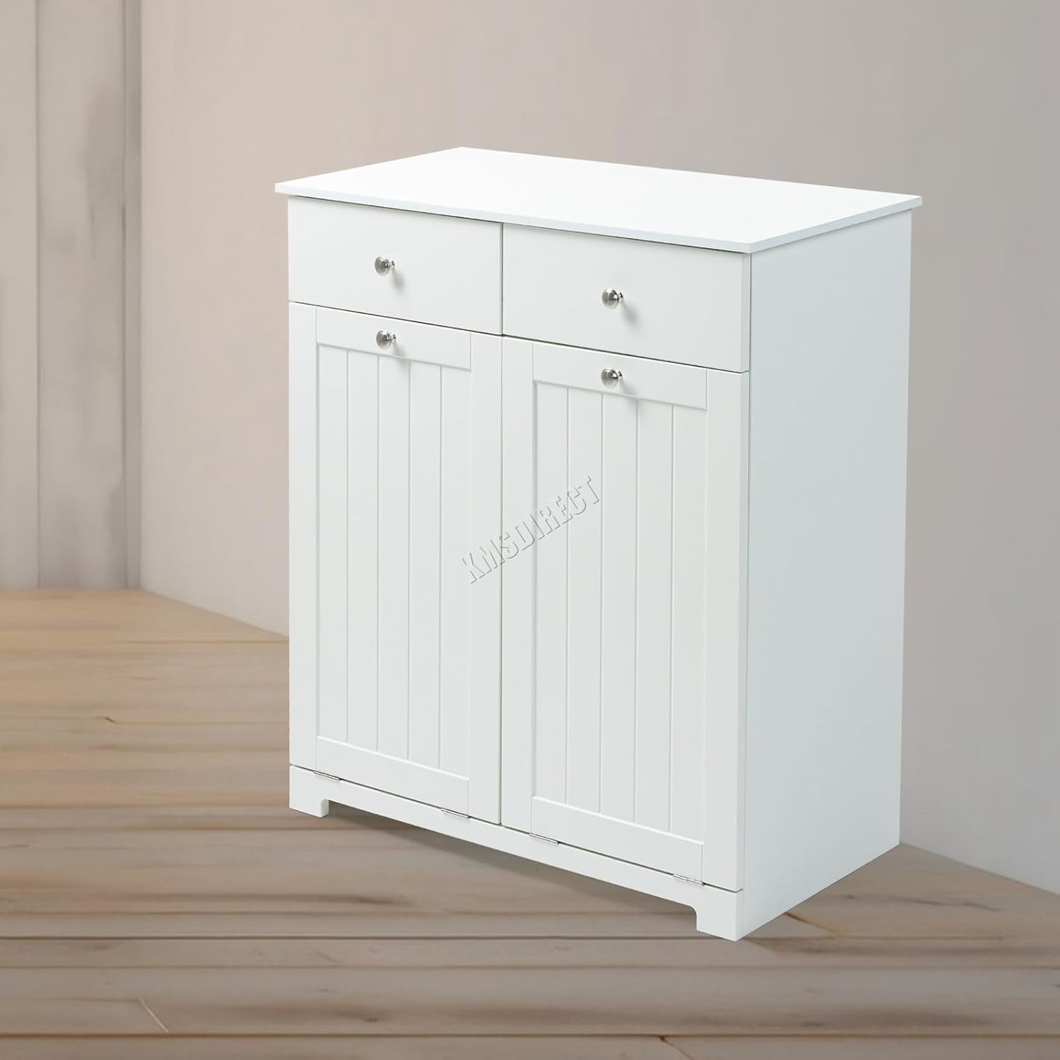 Bathroom Laundry Cabinet Tilt Out Storage with Drawers & Baskets White
