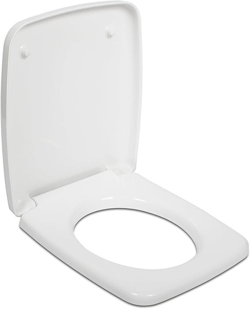 Square WC Toilet Seat White Sandwich Soft Close Quick Release Duroplast