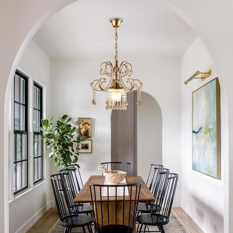Mini Gold Crystal Chandelier Light K9 Pendant Ceiling Fixture for Hallway