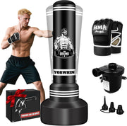 70in Standing Punch Bag Inflatable MMA Kickboxing Set Gloves Pump