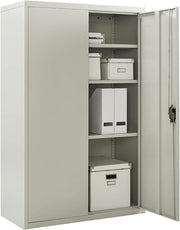 Tall Metal Storage Cabinet with Lockable Doors & Adjustable Shelves
