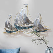 3D Sailboat Metal Wall Art Coastal Ship Wall Decor Sculpture