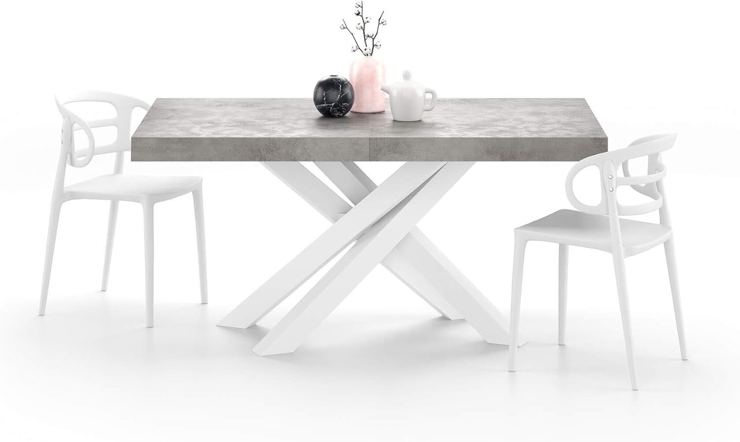 Extendable Walnut Dining Table 160–240cm w/Concerte Grey  Cross Legs Modern