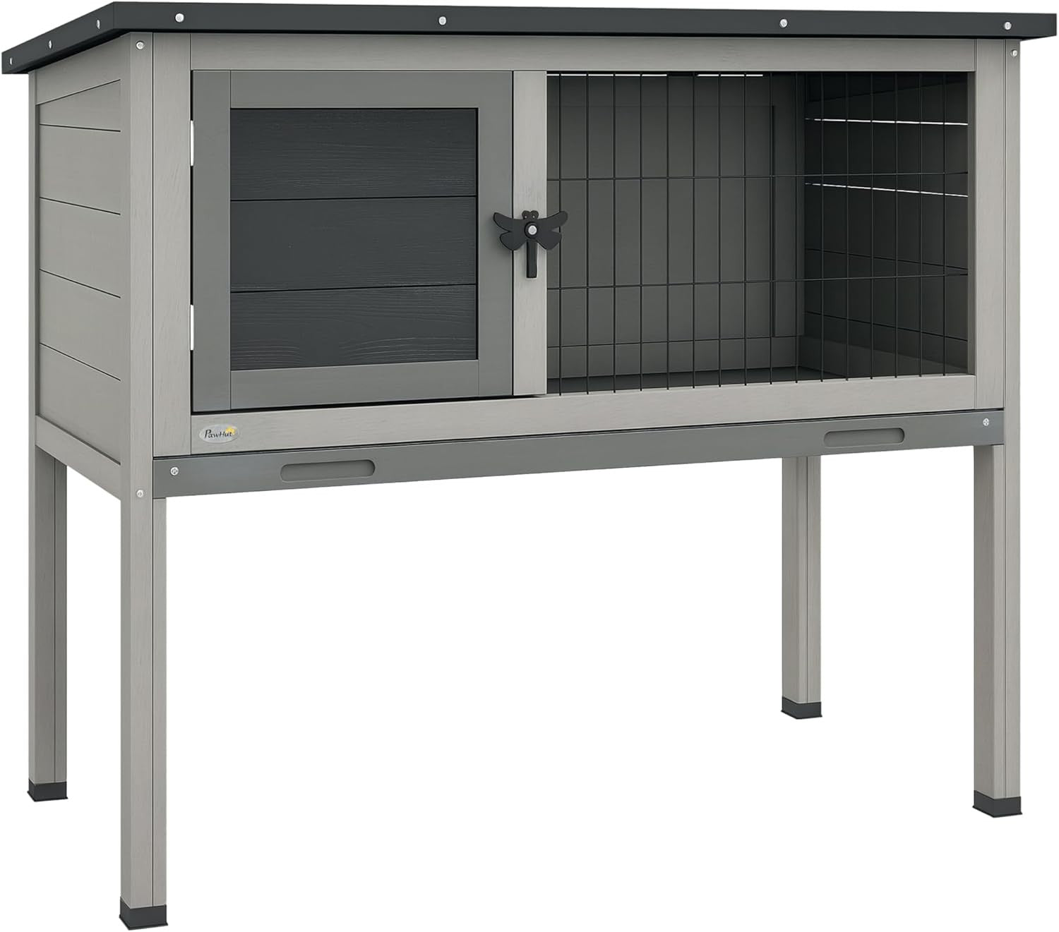 Guinea Pig Hutch Wooden Small Animal Cage Raised Outdoor with Tray Roof