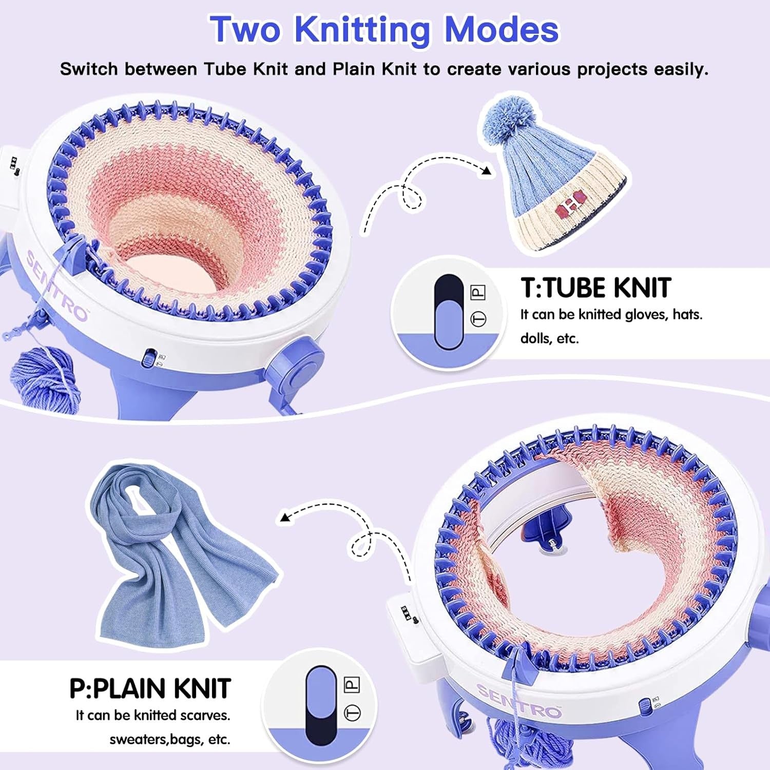 48 Needle Knitting Machine Circular Loom Dual Mode with Counter Craft Kit
