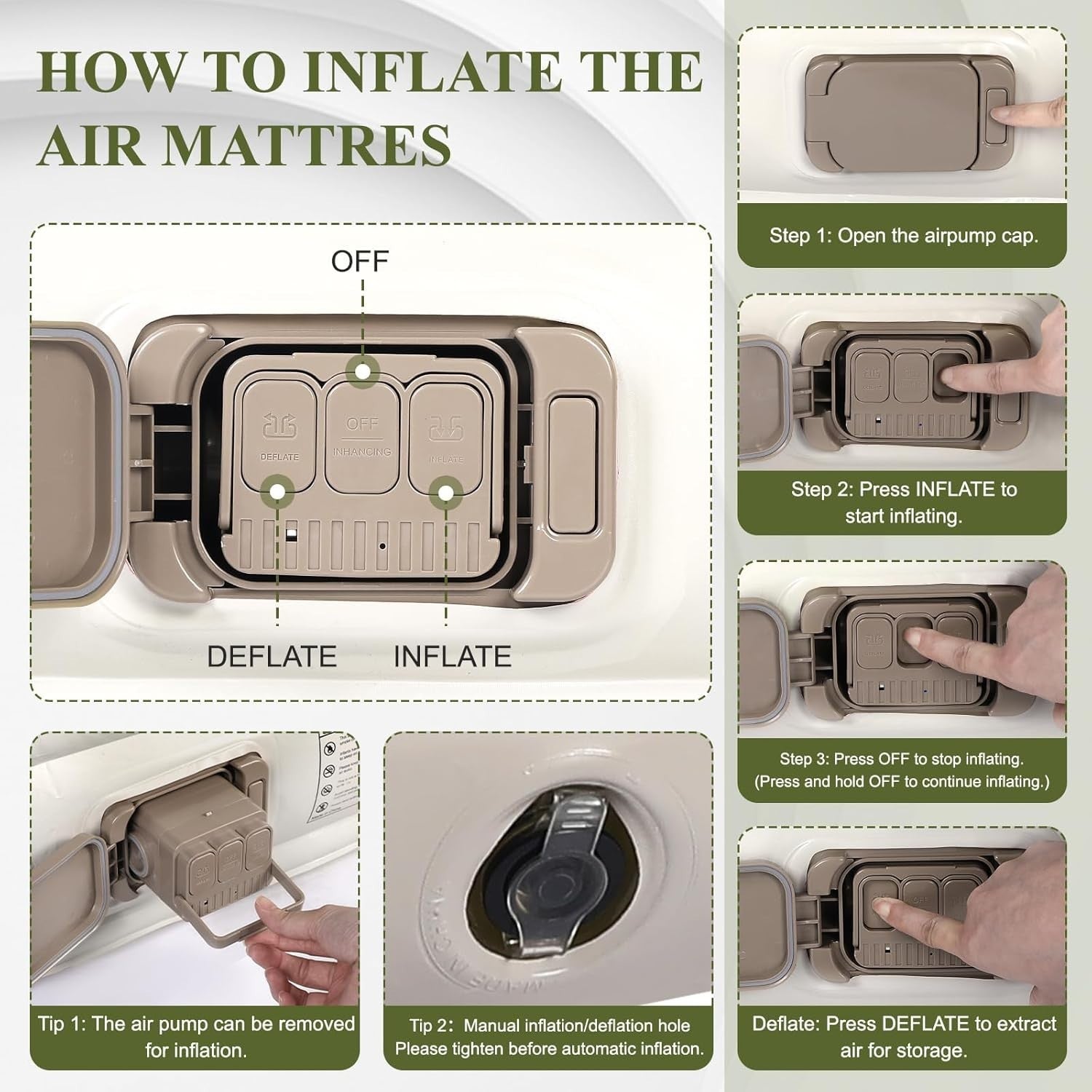 Inflatable SUV Air Mattress with Built-In Pump Thick Flocked Travel Bed