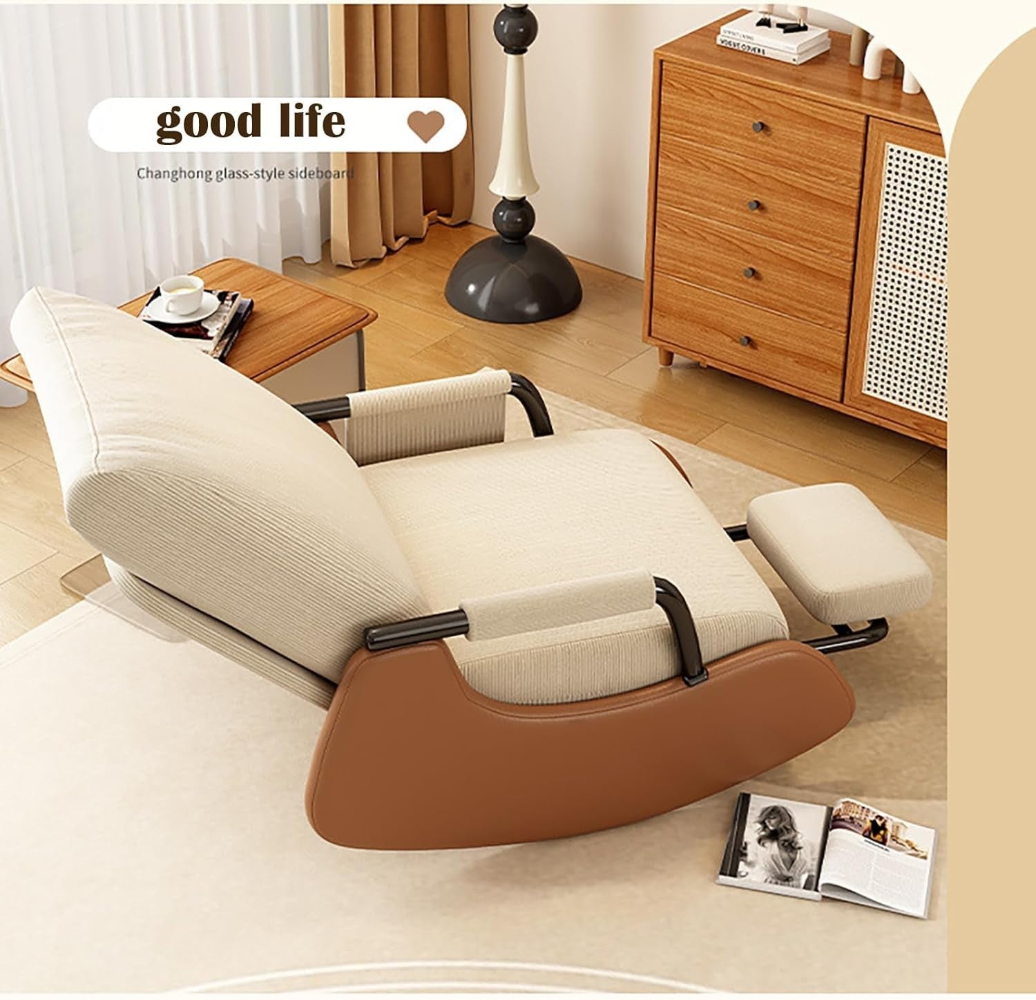 Luxury Nursing Rocking Chair Recliner Glider w/ Footstool & Side Pocket