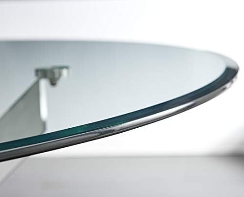 Round 100cm Clear Glass Dining Table Silver Chrome Metal Legs 4 Seater