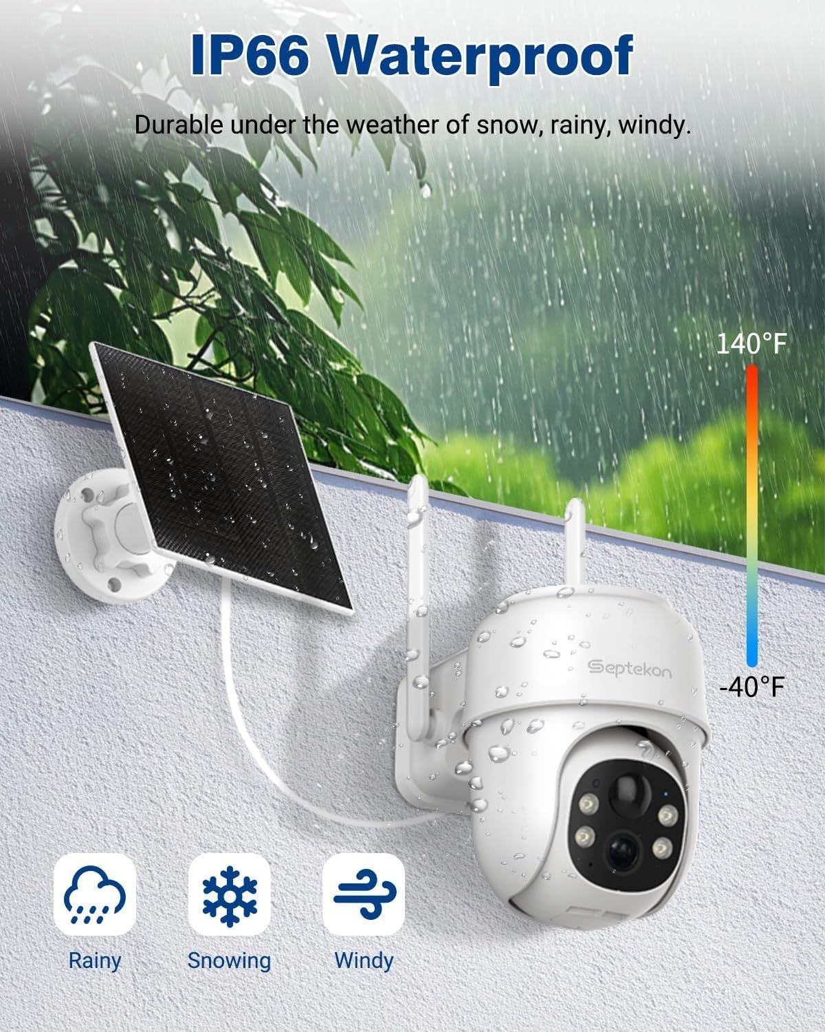 2K Solar Security Camera Wireless Outdoor PTZ 360° Color Night Vision