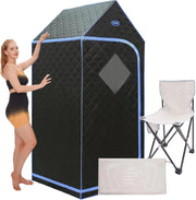 Portable Infrared Sauna Tent w/ Remote & Heated Foot Pad – Home Spa Black