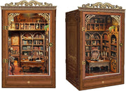 DIY Book Nook Kit Miniature Dollhouse Bookshelf Insert LED Wooden Puzzle