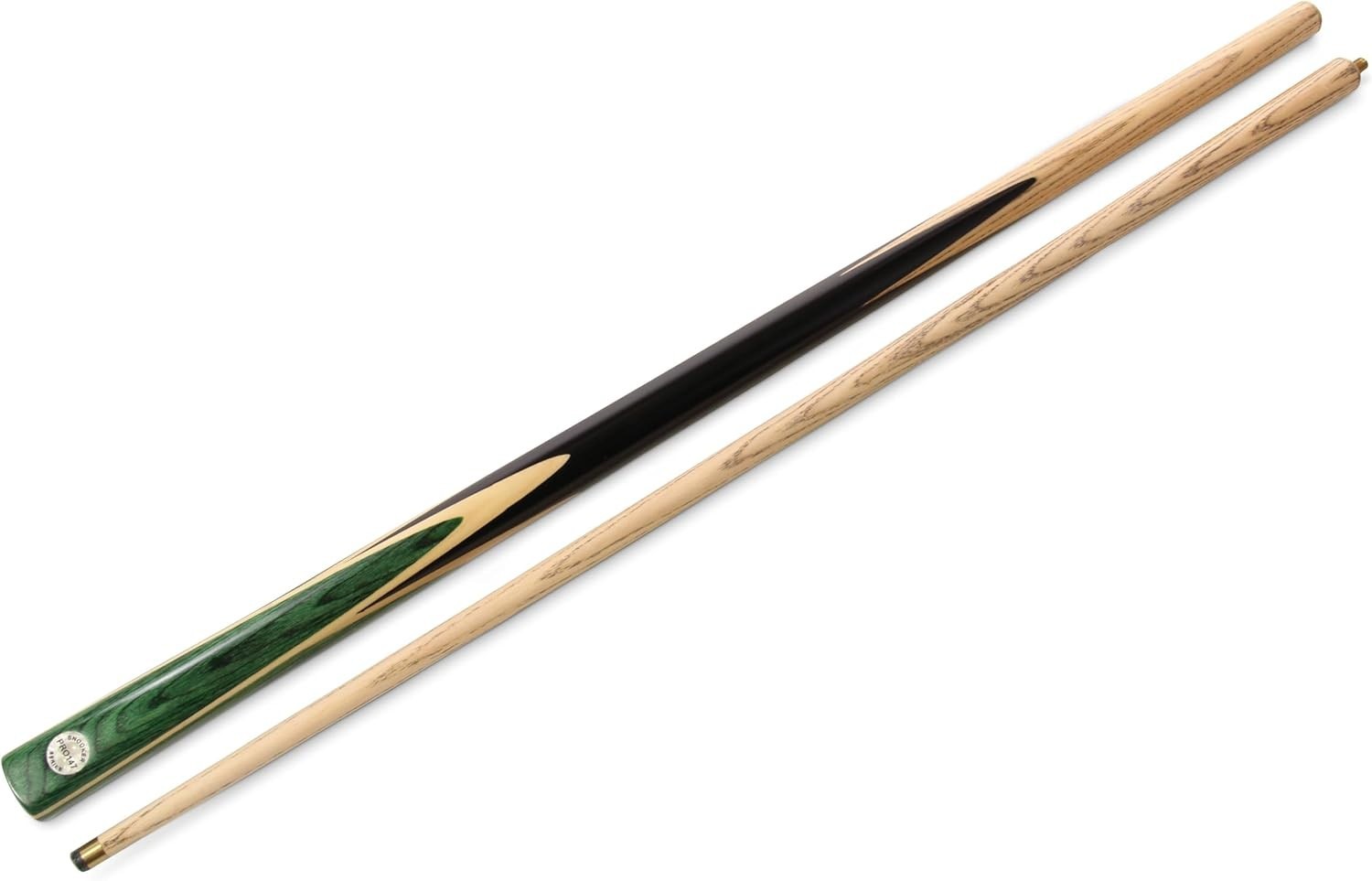 57in Ash Snooker Pool Cue 2 Piece Centre Joint 9.5mm Tip Green