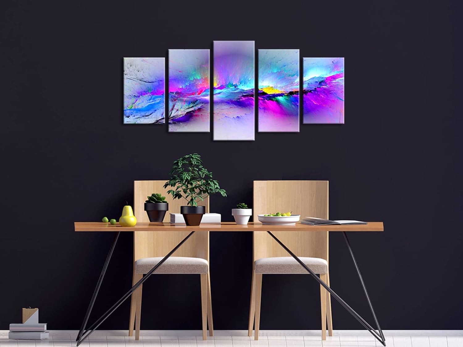 5 Piece Modern Canvas Wall Art Set Changing Colours