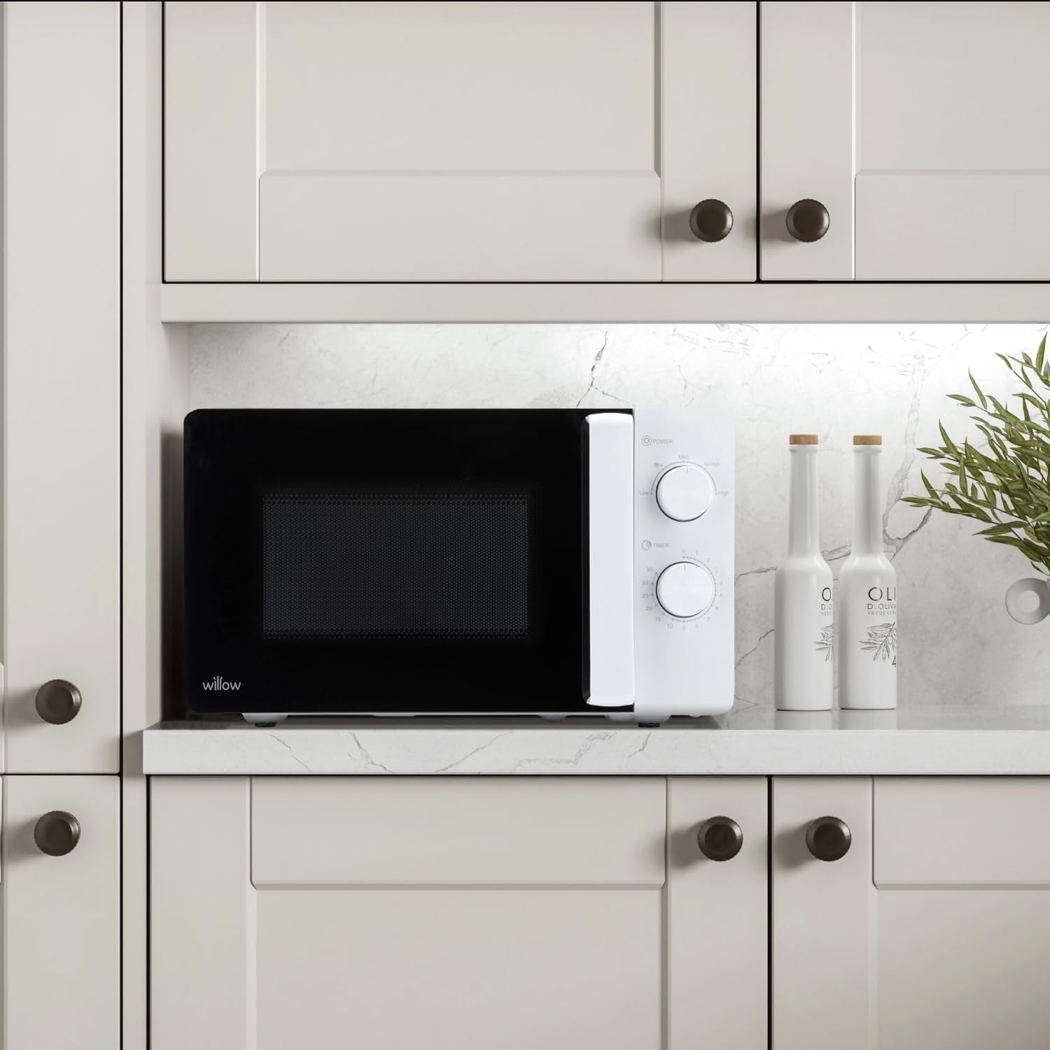 White 20L 800W Compact Microwave Oven 5 Power Levels Defrost