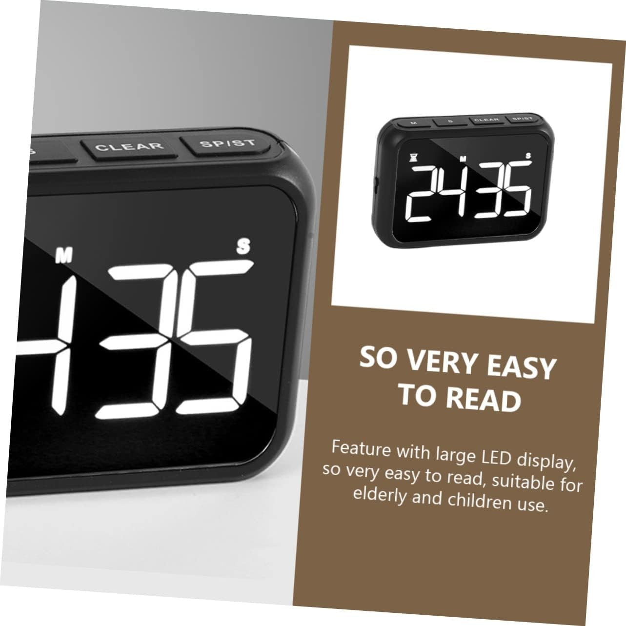 3 Pack Digital Kitchen Timer Large LED Display Loud Alarm Magnetic